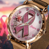 Faith Hope Love - Personalized Breast Cancer Awareness Women Hand Watch