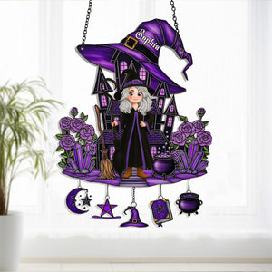 Beautiful Witch - Personalized Witch Window Hanging Suncatcher With Charms