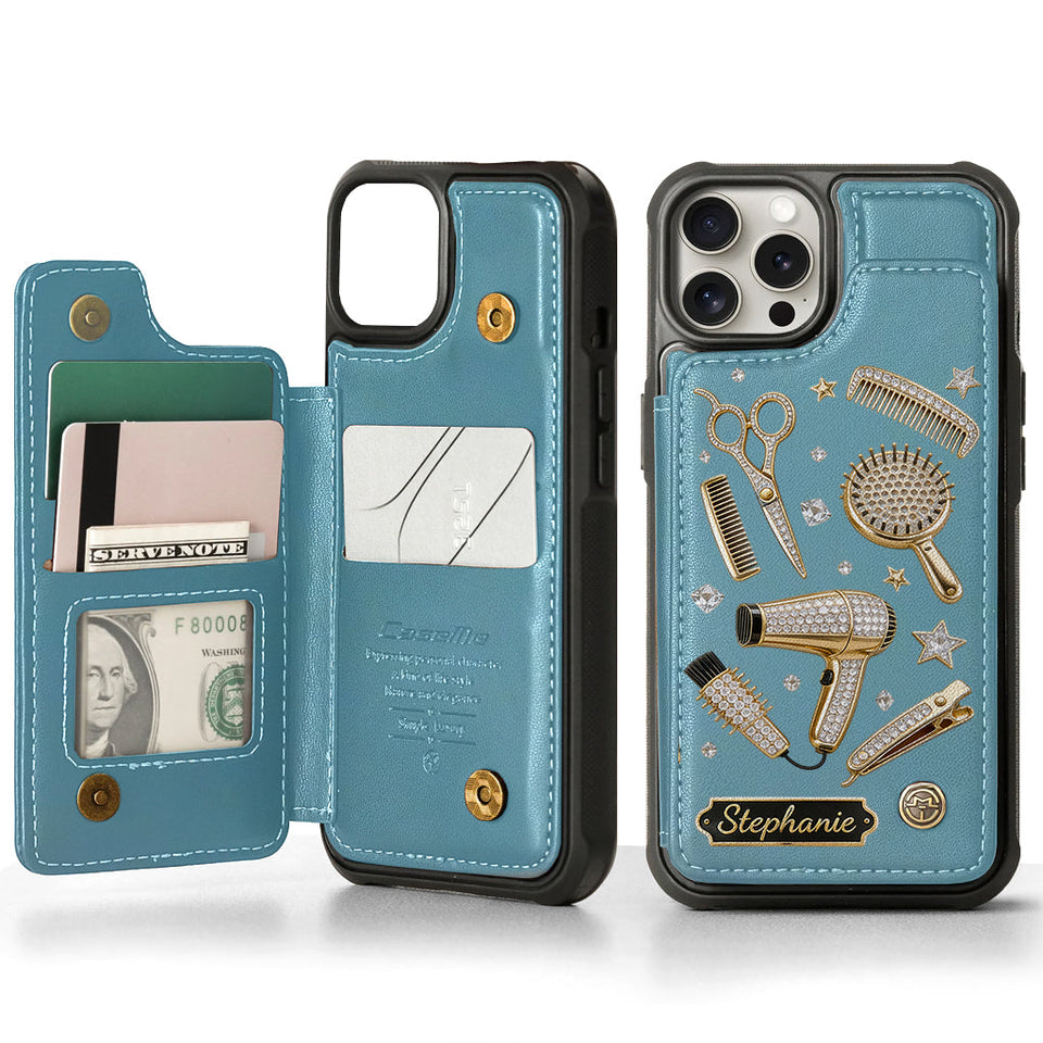 Hairdresser Scissors Salon Decor - Personalized Hairdresser Wallet Phone Case