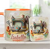Just a Girl Who Loves Sewing - Personalized Sewing Accent Mug & Coaster