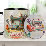 Just a Girl Who Loves Sewing - Personalized Sewing Accent Mug & Coaster