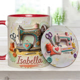 Just a Girl Who Loves Sewing - Personalized Sewing Accent Mug & Coaster