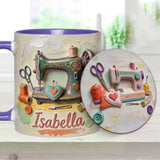 Just a Girl Who Loves Sewing - Personalized Sewing Accent Mug & Coaster