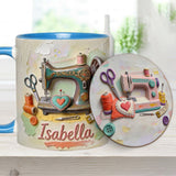 Just a Girl Who Loves Sewing - Personalized Sewing Accent Mug & Coaster