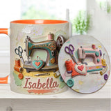 Just a Girl Who Loves Sewing - Personalized Sewing Accent Mug & Coaster