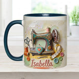 Just a Girl Who Loves Sewing - Personalized Sewing Accent Mug & Coaster