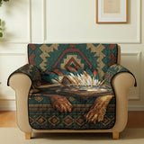 Native American Wolf - Personalized American Indian Quilted Sofa/Couch Cover