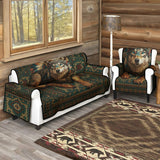 Native American Wolf - Personalized American Indian Quilted Sofa/Couch Cover