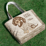 I Love My Dog - Toile De Jouy Style - Personalized Dog Quilted Tote Bag