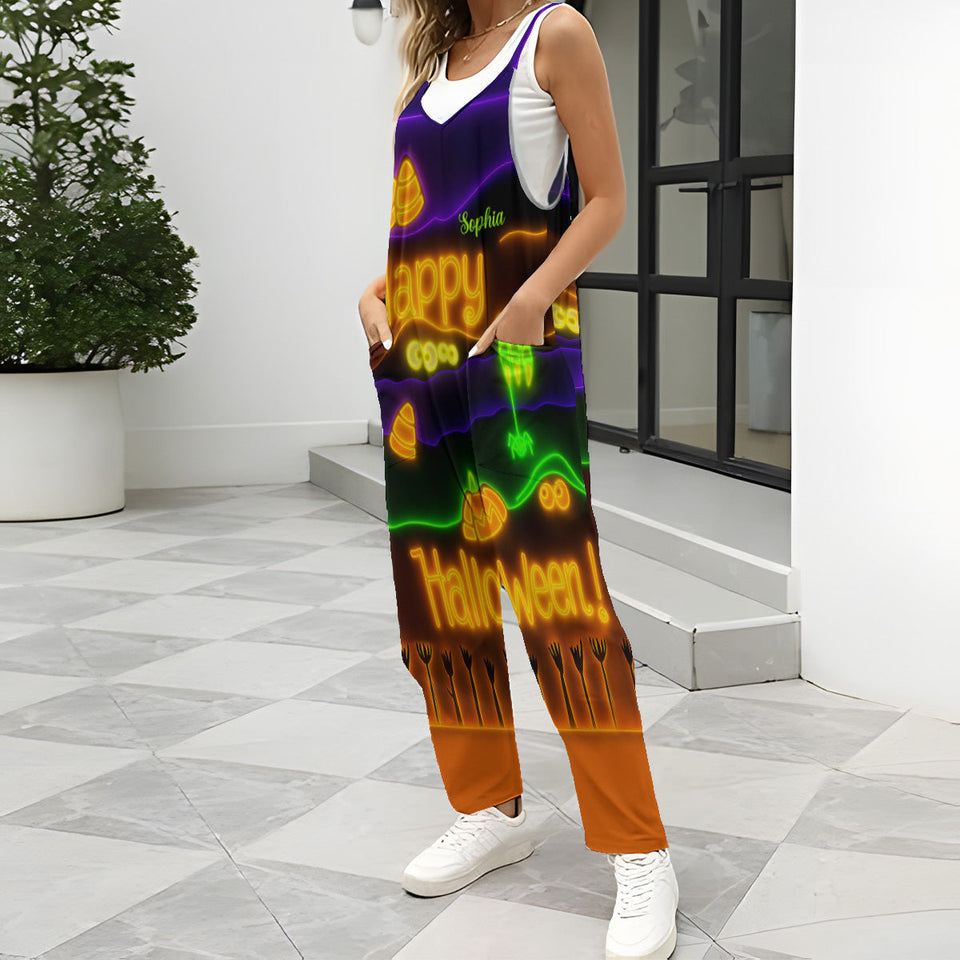 Happy Halloween - Personalized Halloween Loose-Fit Overalls/ Rompers