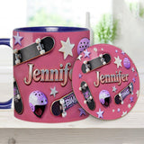 Love Skateboarding - Personalized Skateboarding Accent Mug & Coaster
