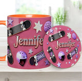Love Skateboarding - Personalized Skateboarding Accent Mug & Coaster