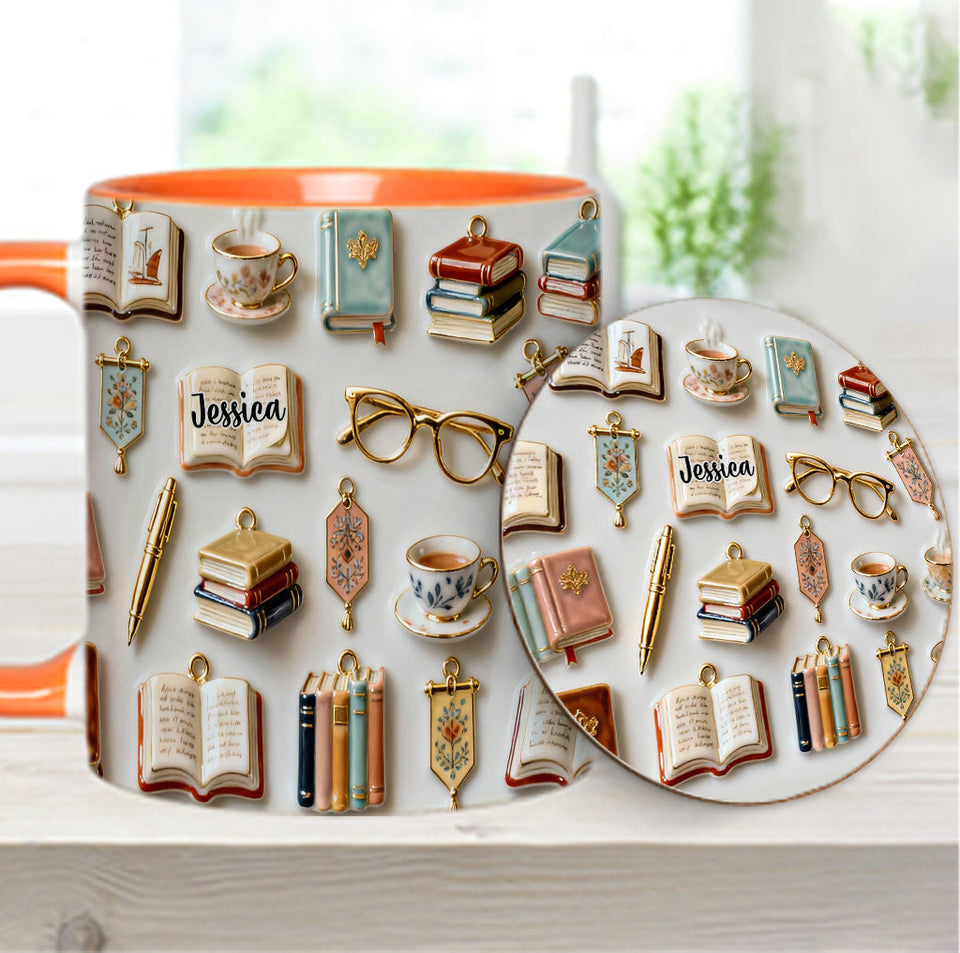 Just A Girl Who Loves Books - Personalized Book Accent Mug & Coaster