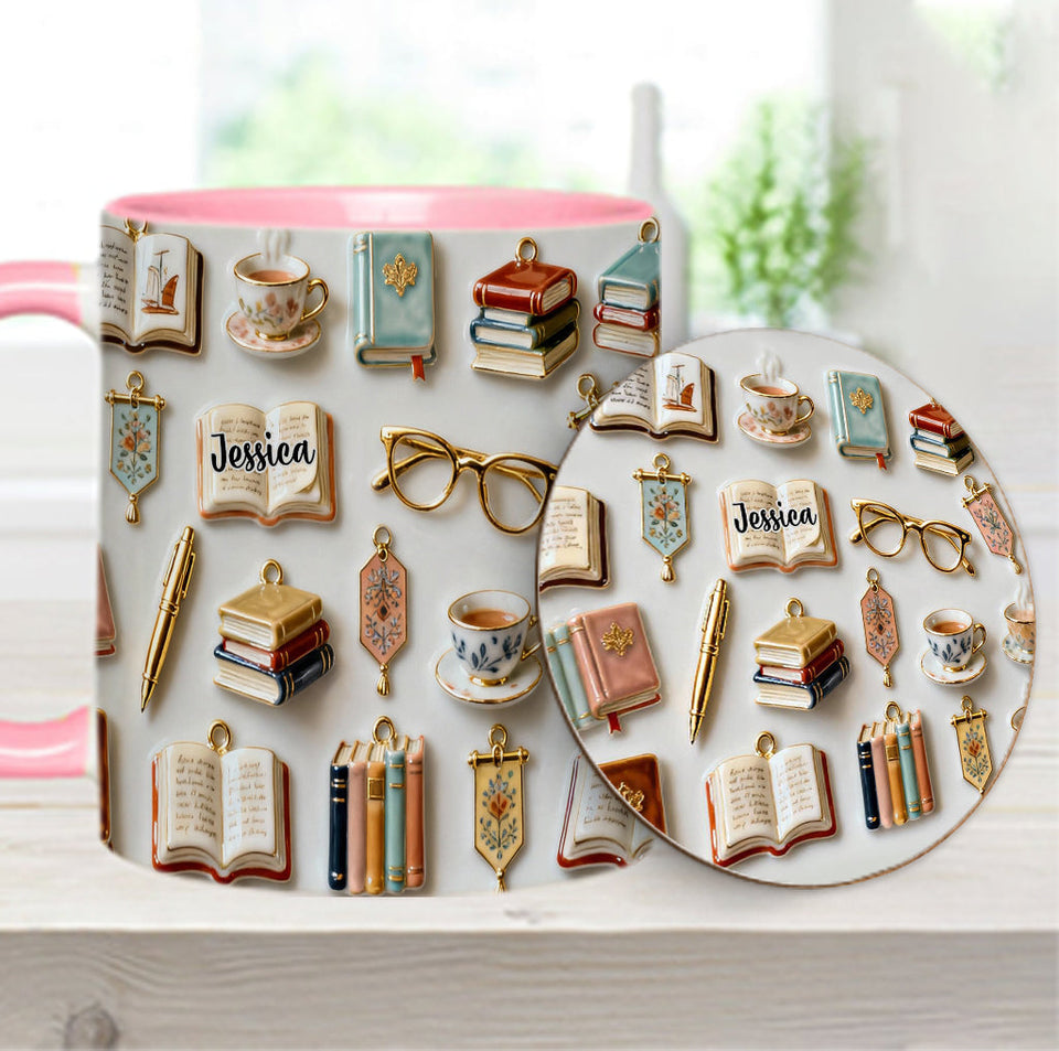 Just A Girl Who Loves Books - Personalized Book Accent Mug & Coaster