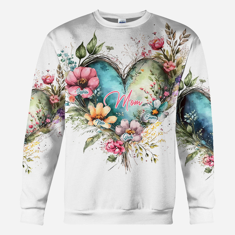 Mom's Grandma's Flowers - Personalized Mother All Over Shirt