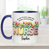 Nursing Is A Work Of Heart - Personalized Nurse Accent Mug