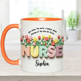Nursing Is A Work Of Heart - Personalized Nurse Accent Mug