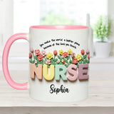 Nursing Is A Work Of Heart - Personalized Nurse Accent Mug
