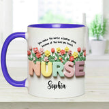 Nursing Is A Work Of Heart - Personalized Nurse Accent Mug