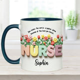 Nursing Is A Work Of Heart - Personalized Nurse Accent Mug