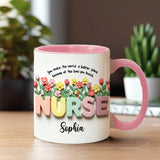 Nursing Is A Work Of Heart - Personalized Nurse Accent Mug