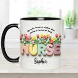 Nursing Is A Work Of Heart - Personalized Nurse Accent Mug