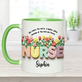 Nursing Is A Work Of Heart - Personalized Nurse Accent Mug