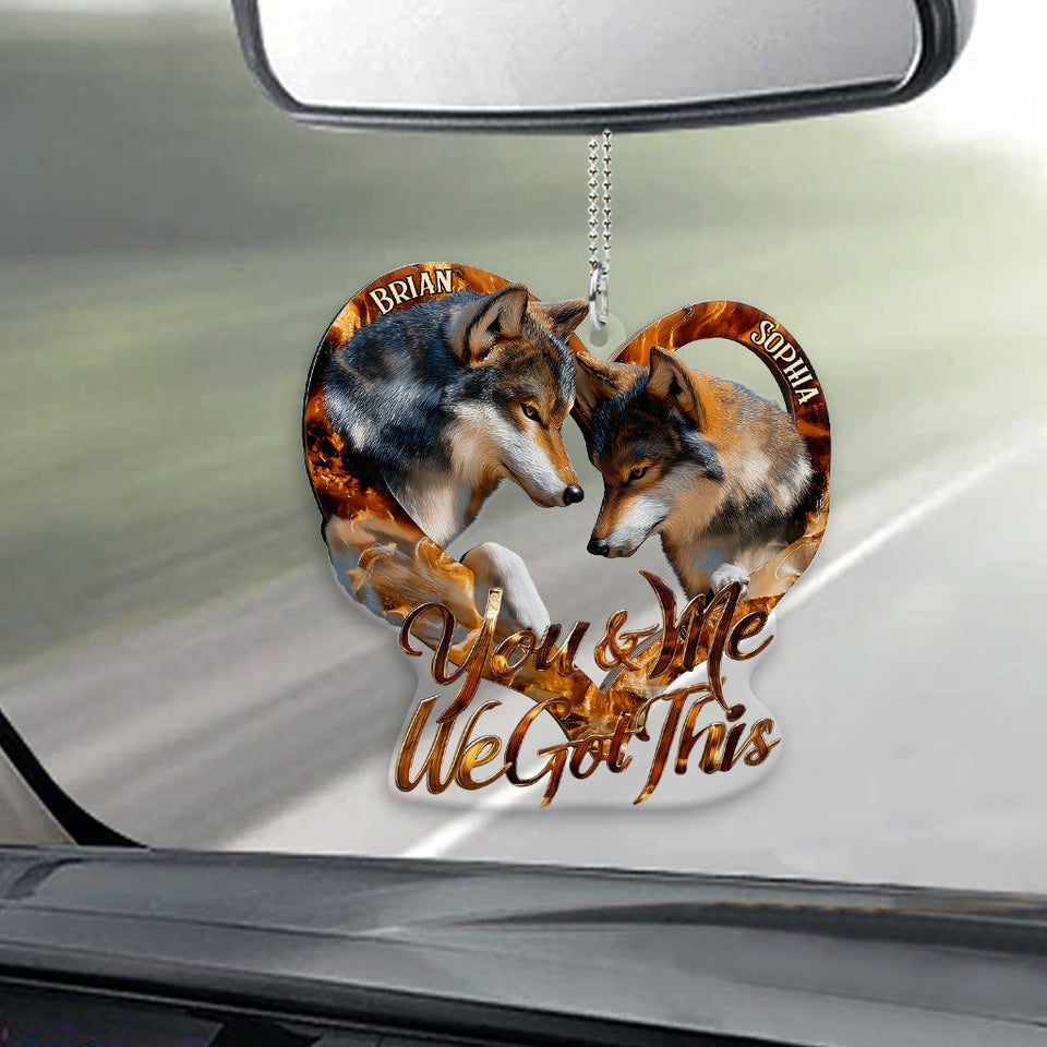 You & Me We Got This - Personalized Wolf Transparent Car Ornament