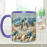 Couple Turtle - Personalized Turtle Set Accent Mug with Acrylic Stirrers