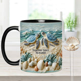 Couple Turtle - Personalized Turtle Set Accent Mug with Acrylic Stirrers