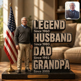 Legend Husband Dad Grandpa, Father's Day Gift - Personalized Grandpa Custom Shaped Acrylic Plaque