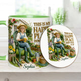 Garden Is My Happy Place - Personalized Gardening Accent Mug & Coaster