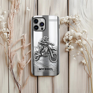 Metalic Dirt Bike/ Motocross - Personalized Dirt Bike Full Print Phone Case