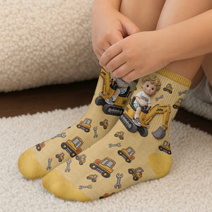 Custom Any Photo, Construction Machines - Personalized Kid Socks