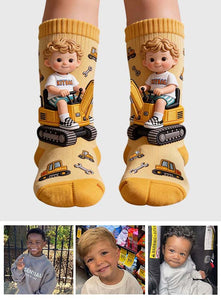 Custom Any Photo, Construction Machines - Personalized Kid Socks