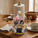 Mom Dad Funny Seagulls - Personalized Father Paper Towel Stand