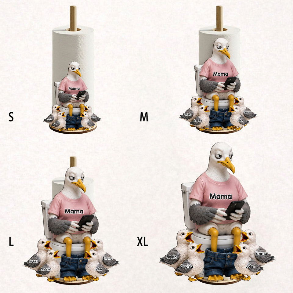 Mom Dad Funny Seagulls - Personalized Father Paper Towel Stand