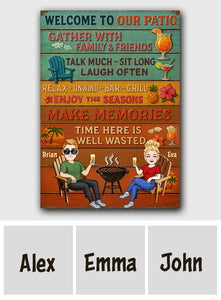 Welcome To Our Patio - Personalized Backyard Rectangle Metal Sign