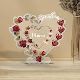 Grandma Mom Floral Heart - Personalized Grandma Custom Shaped Acrylic Plaque