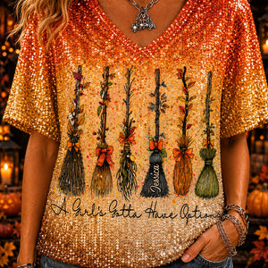 A Girl Gotta Have Options - Personalized Witch Fully Printed V-Neck T-Shirt