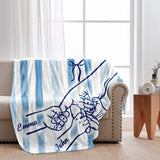 Best Mom Ever Hands Holding Retro Pastel Stripes - Personalized Mother Blanket