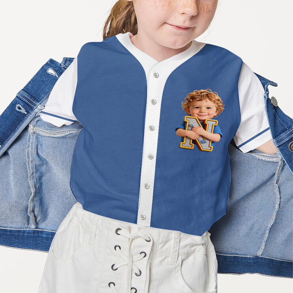 Custom Photo, Alphabet, Any Theme - Personalized Kid Baseball Jersey