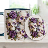 Skulls And Roses - Personalized Skull Accent Mug & Coaster