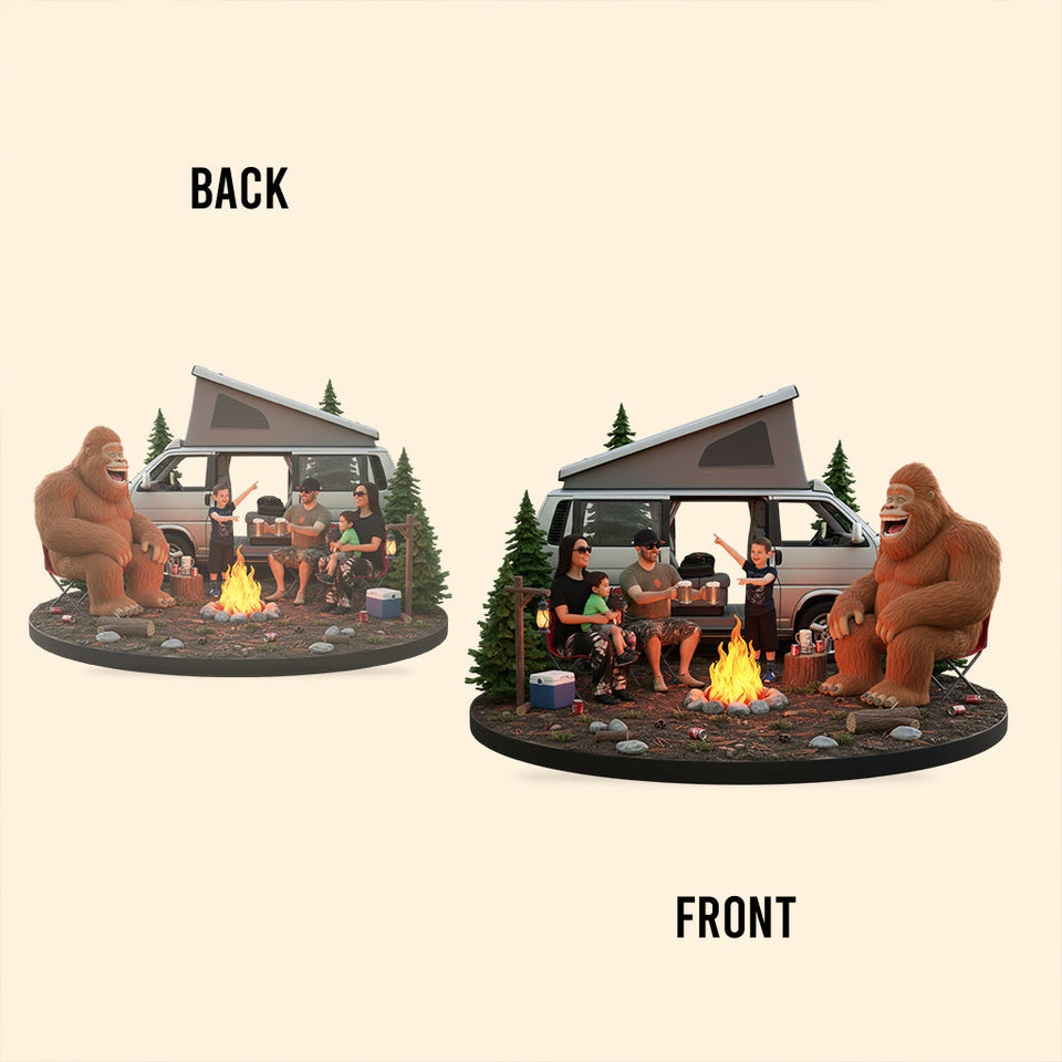 Funny Camp With Sasquatch, Custom From Any Photo - Personalized Camping Custom Shaped Acrylic Plaque