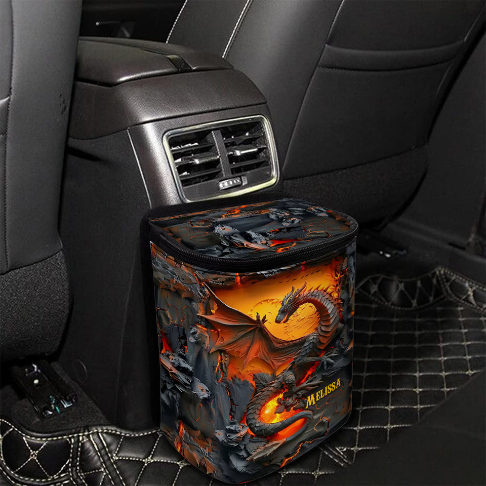 Volcanic Dragon - Personalized Dragon Portable Car Trash Can/ Organizer
