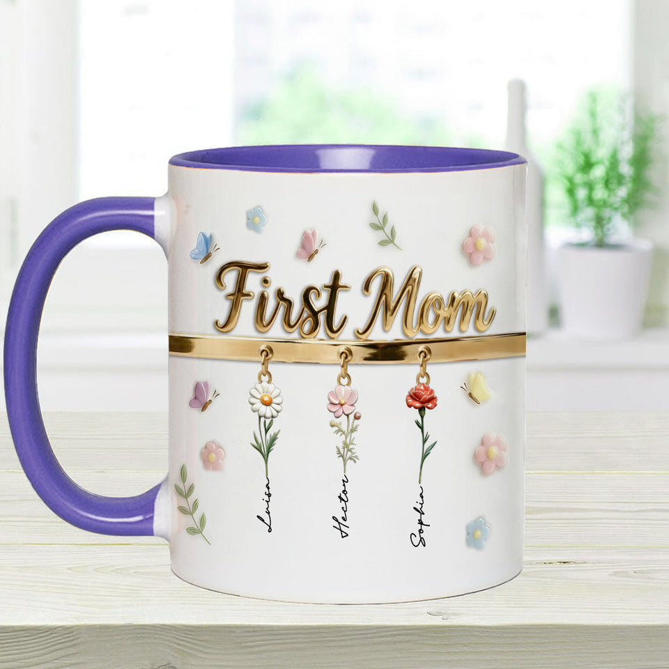 First Mom Now Grandma - Personalized Grandma Accent Mug & Coaster