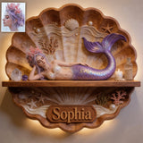 Mermaid Soul - Personalized Mermaid Wooden Floating Shelf