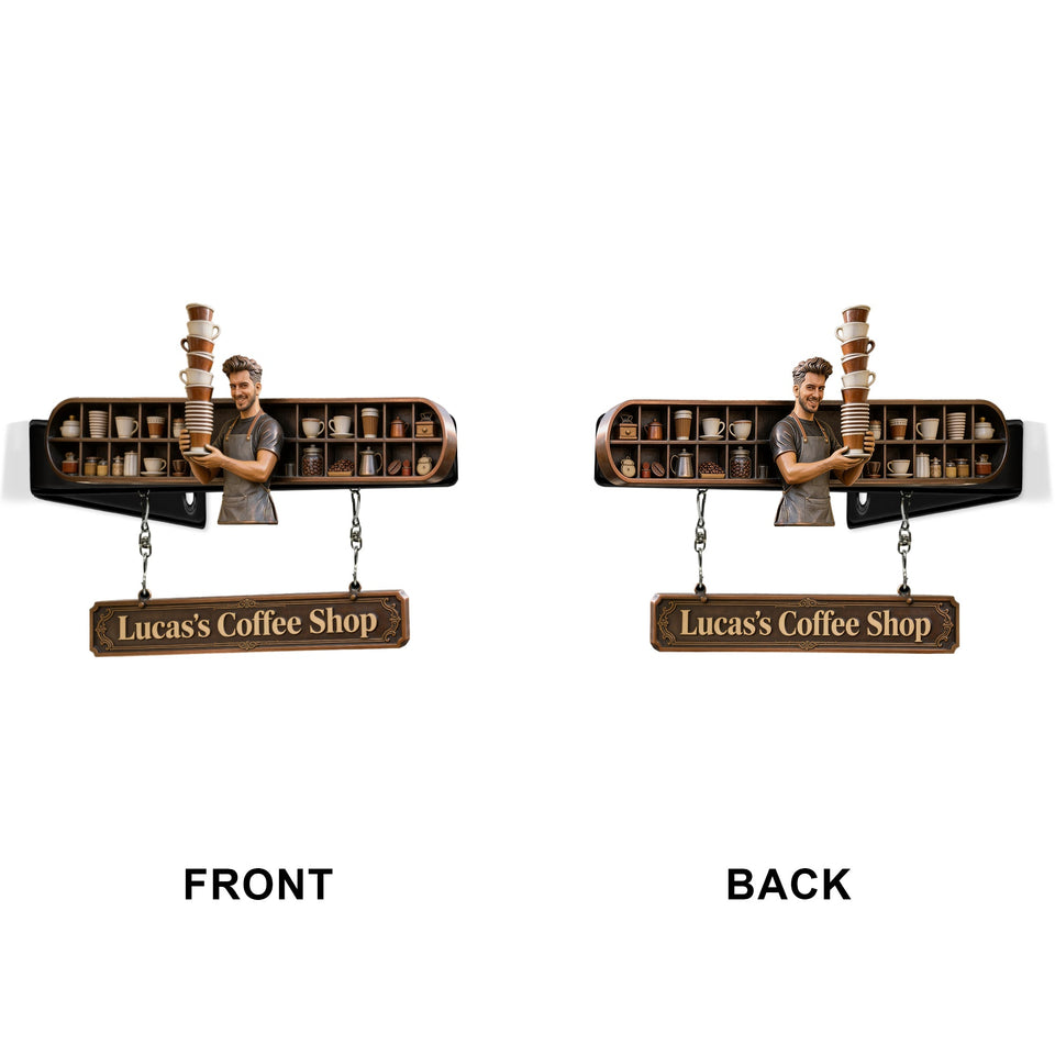 My Coffee Shop - Personalized Coffee Wooden Wall Mount Sign