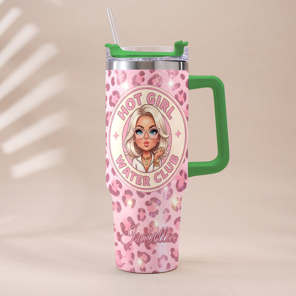 Hot Girl Water's Club, Gift for Women - Personalized Self love Tumbler With Plush Charm
