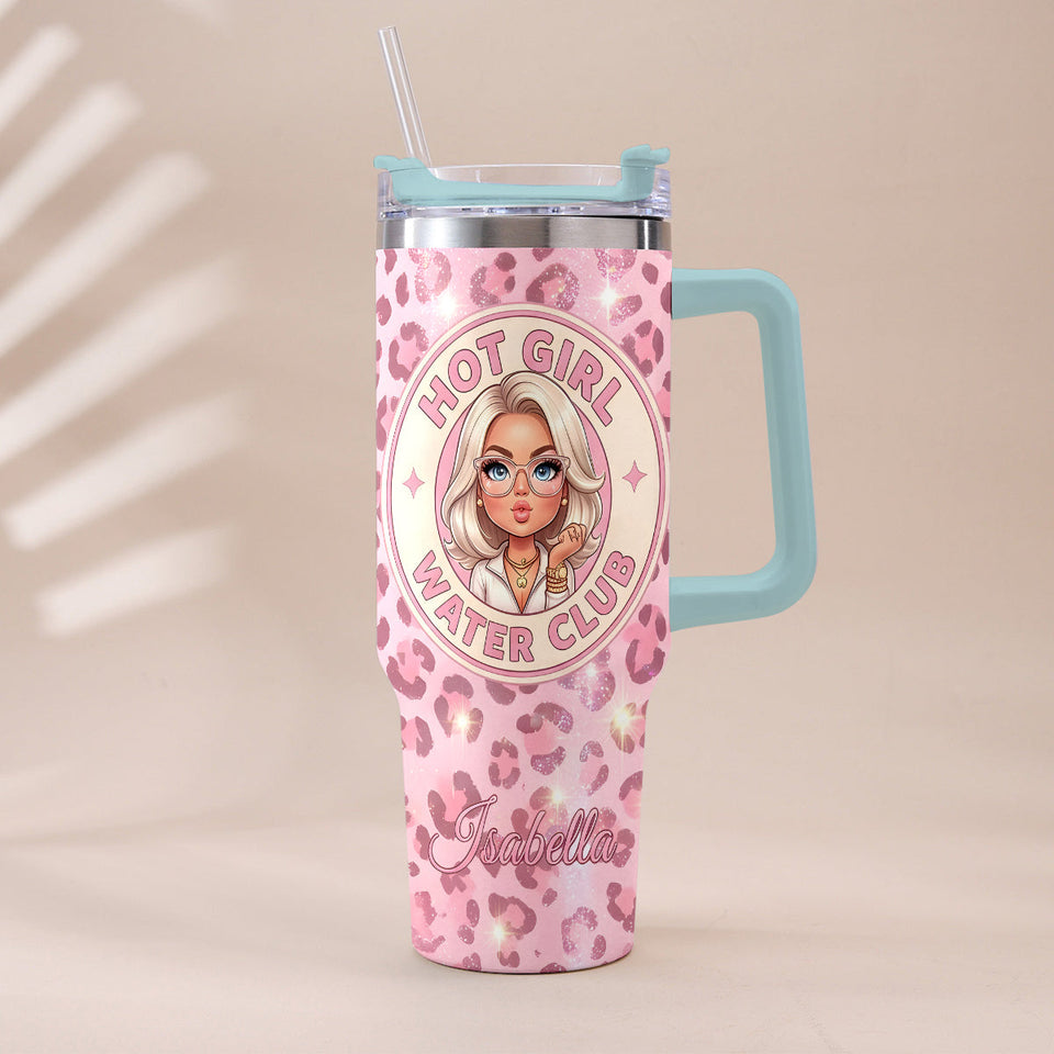 Hot Girl Water's Club, Gift for Women - Personalized Self love Tumbler With Plush Charm